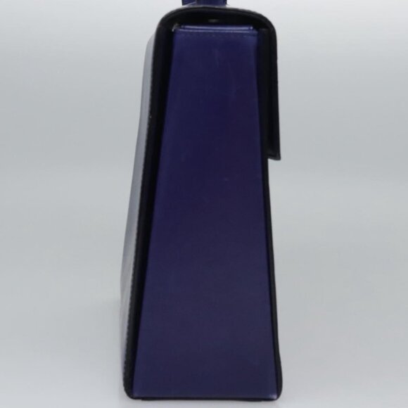 CELINE Hand Bag Leather Blue Gold Auth BD984 - Picture 5 of 16